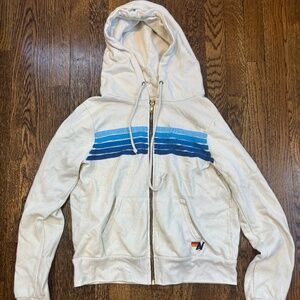 Aviator Nation 5-stripe hoodie - vintage white / blue stripes